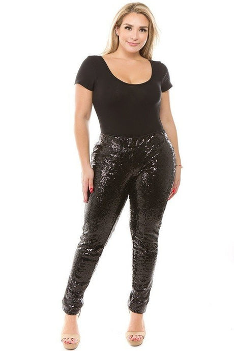 Curvy Red Sequined Pants